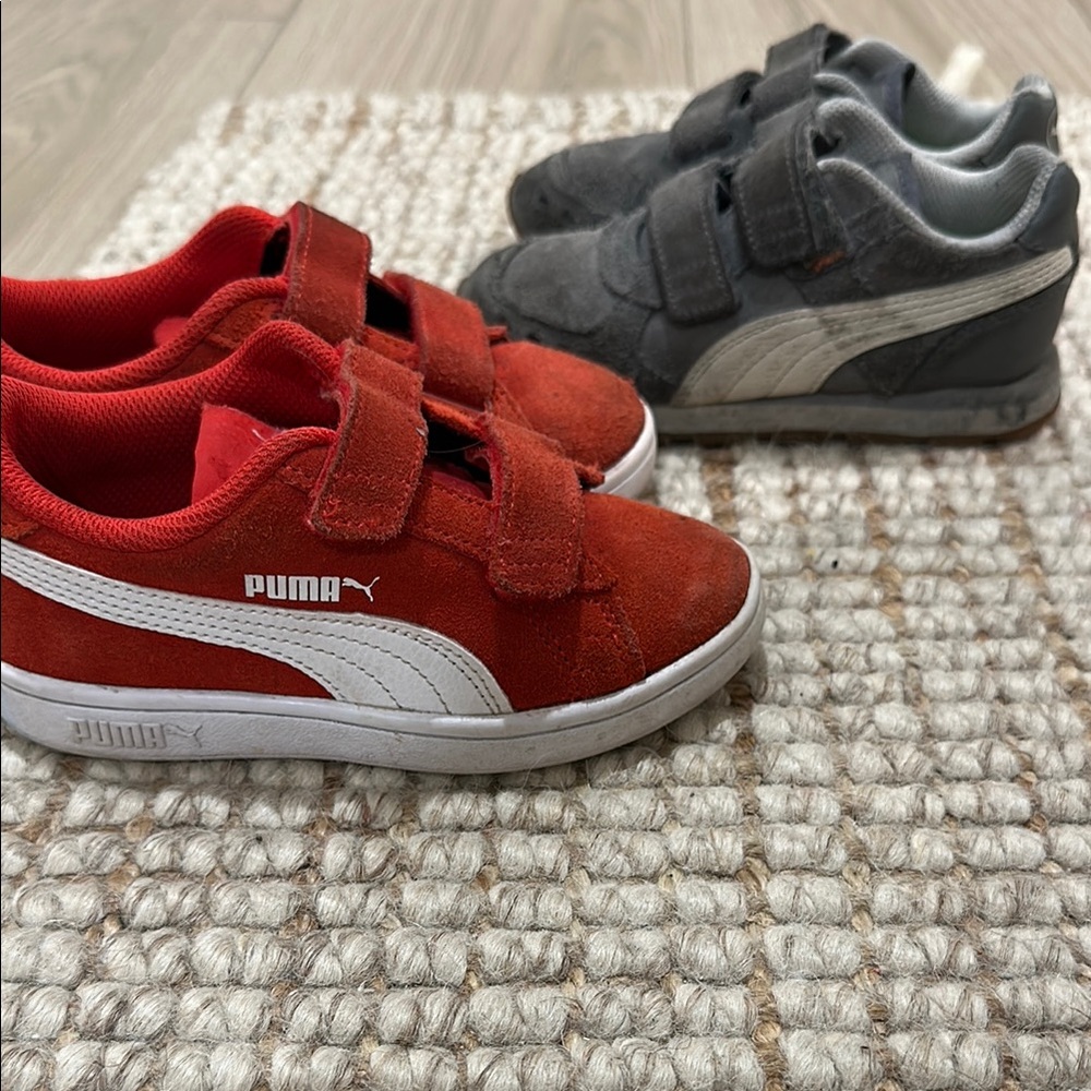 Puma Red and Gray Velcro Sneakers